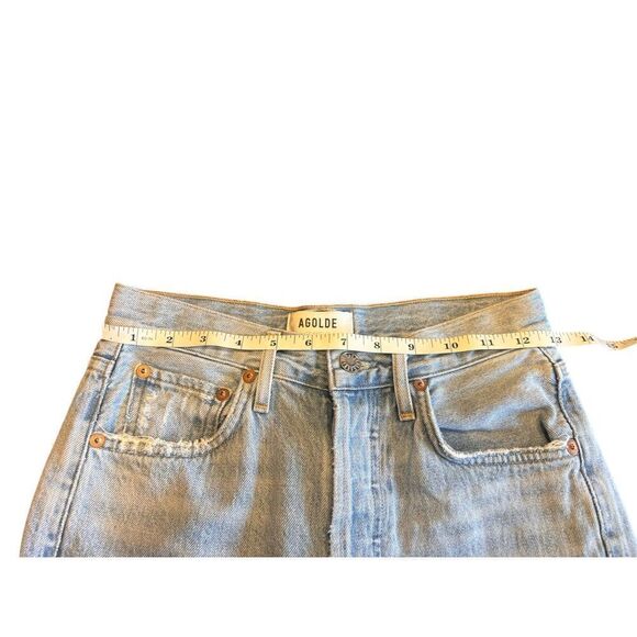Agolde Riley high rise light wash distressed button fly jeans 24 (0) - Picture 5 of 7